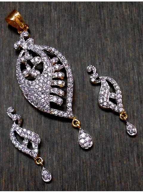 CZ Pendant With Earrings